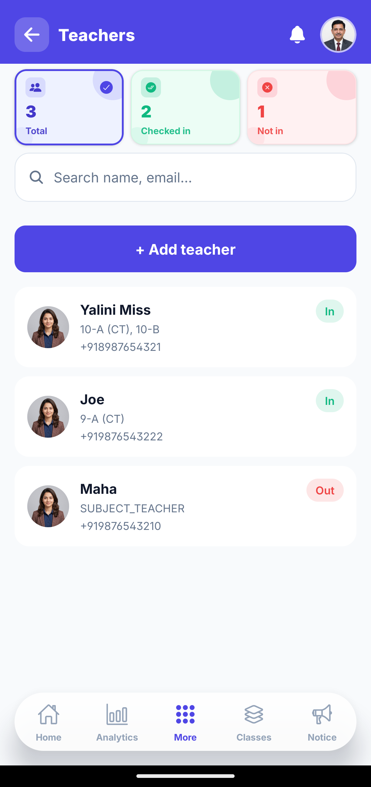 Faculty Roster & Class Mapping Mobile View