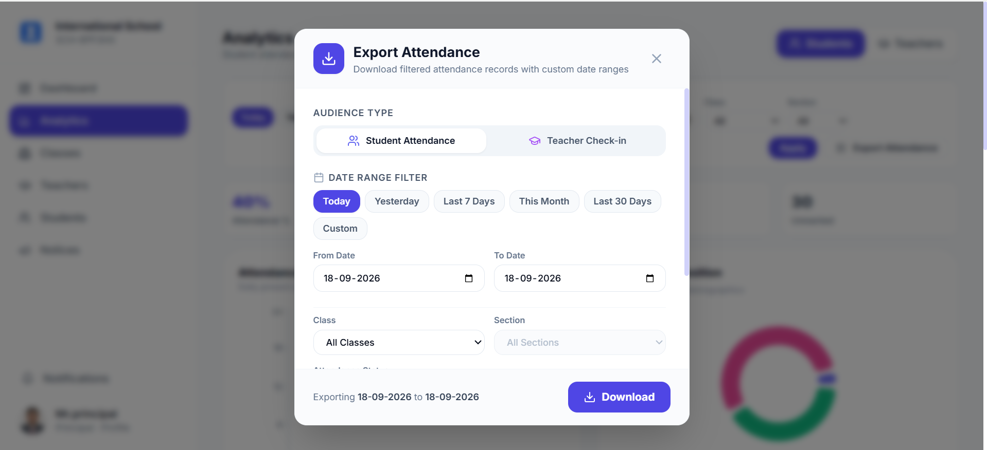 Attendance Analytics & History Web View