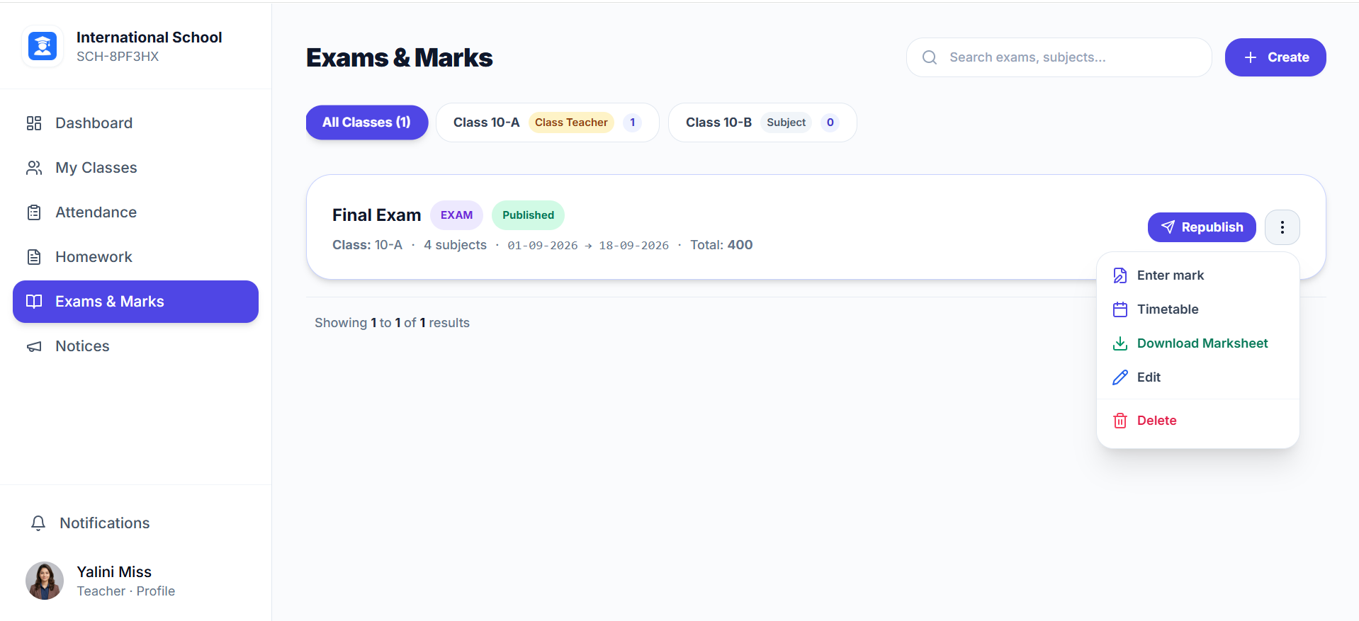 Exams, Grading & Progress Cards Web View