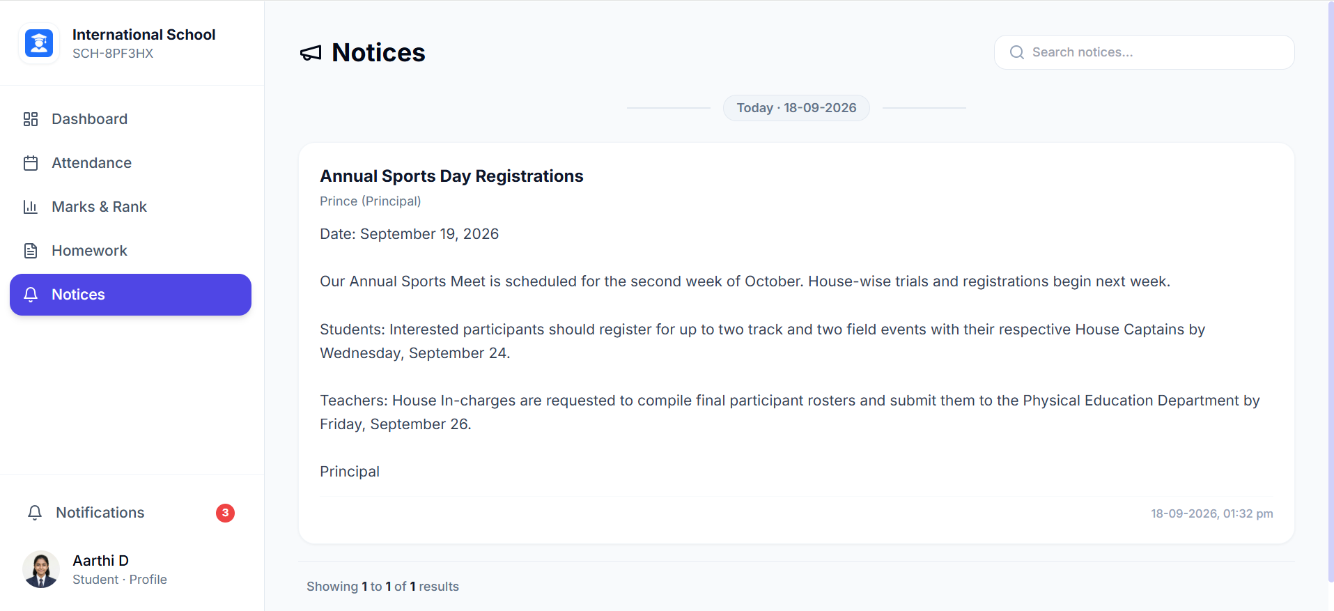 Campus Notices & Announcements Web View
