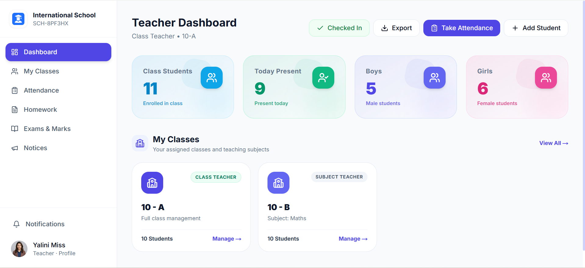 Teacher Daily Portal Web View